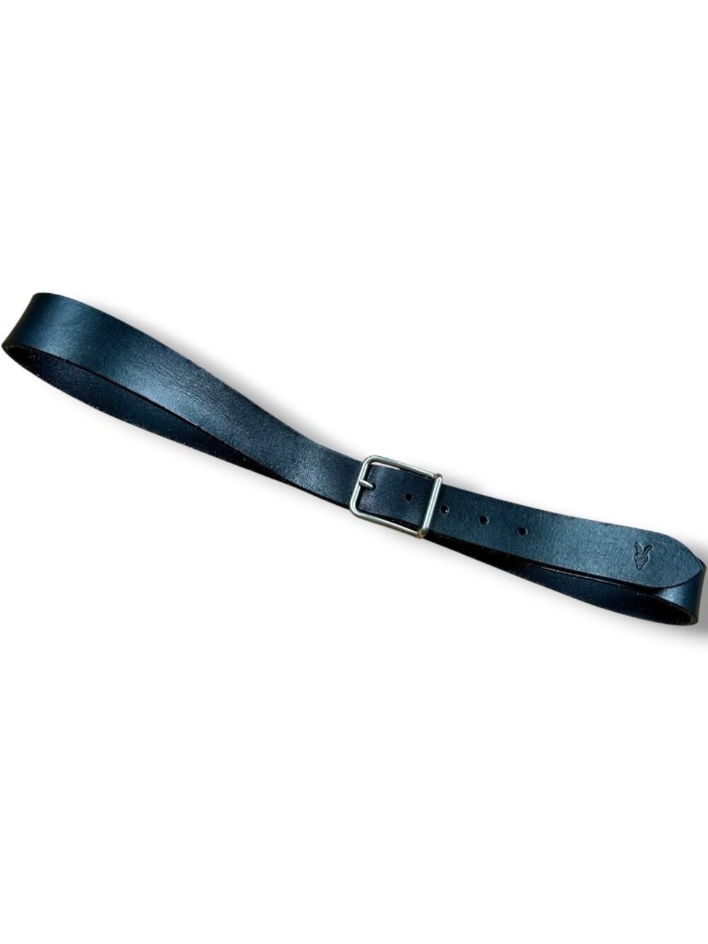 Allsaints Black Leather Belt With Silver-Tone Buckle Size 36